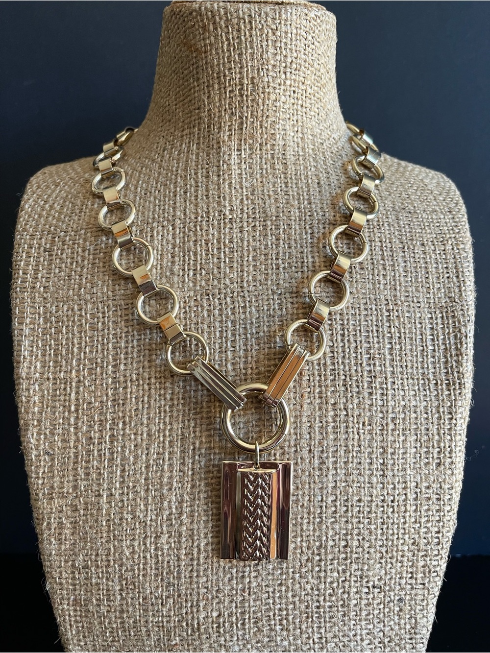 Dannijo Gold-Tone Statement Chain Necklace with Textured Pendant - Picture 4 of 7